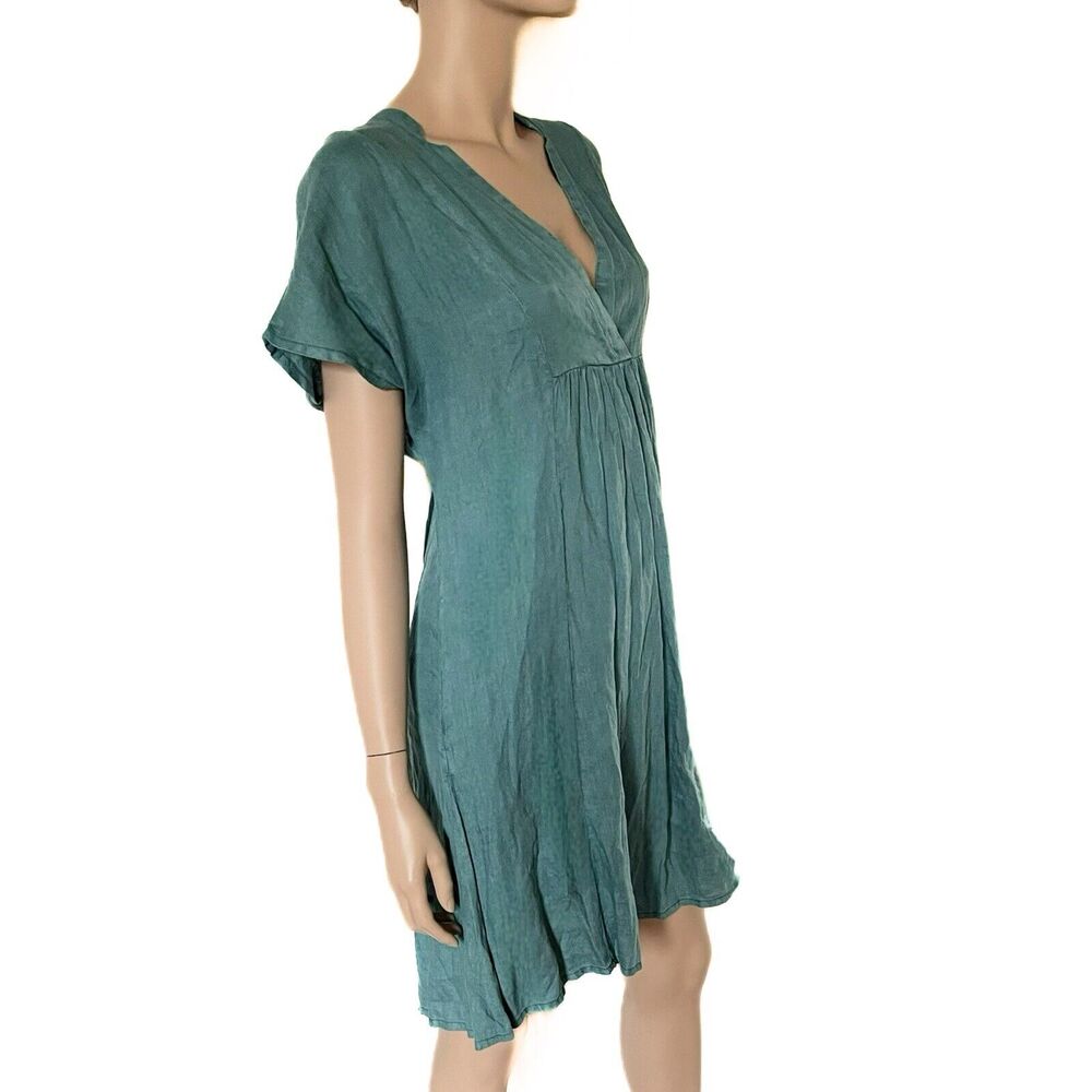 Sundance 100% Linen Teal Boho Dress Oversized Fit XS Fits Medium NWT Coastal - Picture 2 of 7